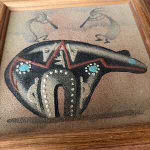 Southwestern Sand Art Bear Wall Art with Turquoise Accents